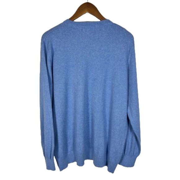 LL Bean‎ Mens Cashmere Cotton V Neck Pullover Sweater Size XL Blue Lightweight - Picture 6 of 7